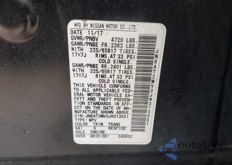 2018 Nissan Rogue S из США, поврежденный, VIN JN8AT2MV0JW313551